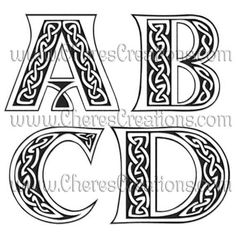 the letter abc and d in celtic style