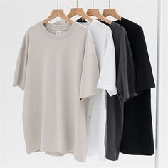 Men's Cotton Dropped Sleeve Round Neck T-Shirt - vanci.co Round Neck T Shirts For Men, Black And White Tshirt, Closet Basics, Plain T Shirts, Ideas Videos, Mens Fashion Wear, Basic T Shirts, Future Style, Crew Neck Tshirt