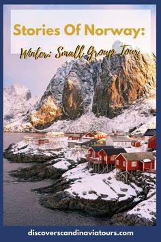 the words amazing fact about norway on top of an image of snow covered mountains and houses