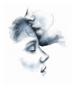 a watercolor painting of a woman's face