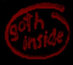 the word goth inside is lit up in red and black with an oval design on it