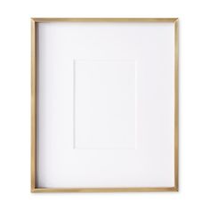 a white and gold frame with a square in the middle on a white wall background