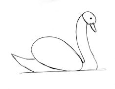 a black and white drawing of a swan