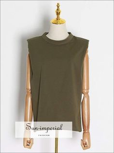 Women Green Padded Shoulder Muscle Sleeveless Casual top Cheap Solid Sleeveless Shirt, Cheap Urban Sleeveless Tops, Cheap Vintage Sleeveless T-shirt, Cheap Sleeveless Tops For Outdoor, Cheap Green Casual Muscle Tee, Cheap Casual Green Muscle Tee, Cheap Sleeveless Utility Tops, Cheap Sleeveless Outdoor Tops, Cheap Green Sleeveless Blouse Tank Top