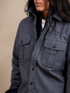 Move through the season in considerable coziness with this heavy flannel shirt jacket crafted of 100% cotton, a sumptuously soft texture when snowflakes begin to make an appearance.  Spread collar with button-front closure.  Chest pockets.  Shirttail Winter Cotton Shacket With Button Closure, Winter Cotton Shacket With Buttons, Winter Cotton Tops With Buttoned Pockets, Winter Workwear Button-up Shirt, Cotton Shacket With Buttons For Winter, Winter Shirt With Button Closure, Winter Long Sleeve Shirt With Pockets, Fall Flannel Shirt With Spread Collar, Collared Winter Shirt With Buttons