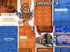 an assortment of brochures and flyers designed to look like old school sports teams