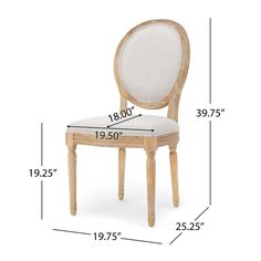 an image of a chair with measurements for the upholstered back and seat area