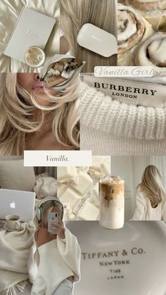 a collage of photos with different items in them and the words burberry on it