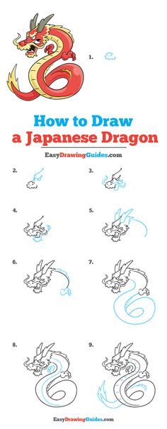 how to draw a japanese dragon for kids with step - by - step instructions and pictures