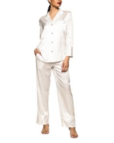 Petite Plume White Silk Pajama Set White Silk Pajamas, Pajamas White, Silky Pajamas, Silk Pajama, Silk Pajama Set, Silk Pajamas, Pajama Set Women, White Silk, Christmas List