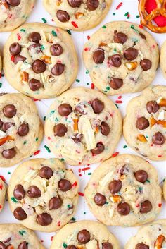 chocolate chip cookies with sprinkles and candy