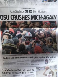 the front page of a news paper with an image of a football player on it