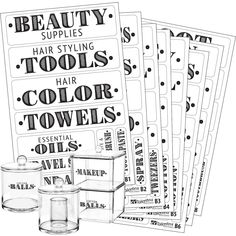 PRICES MAY VARY. Bathroom Organization: Vintage look, bathroom organization label sets. Stickers printed on high quality clear gloss pvc material. Backing adhesive (no rubbing required) Labels For Jars, Canisters and Bins: 72 most commonly used items found in most bathrooms. 3 different size labels according to the item volume and use Printed Labels For Containers and Bins: Useful and visually appealing for your bathroom countertop and cabinets. Organize everything in your bathroom in canisters, Bathroom Makeup Organization, Farmhouse Pantry Labels, Farmhouse Bathroom Organizers, Organization Labels, Canister Labels, Bathroom Containers, Bathroom Makeup, Organizing Labels, Spice Labels