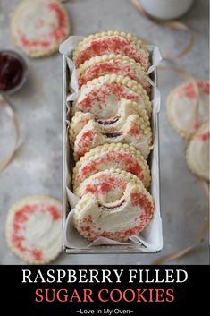 raspberry filled sugar cookies in a box