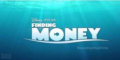 disney pixar finding money logo in the water with sunbeams above it