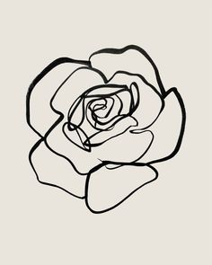 a black and white drawing of a rose