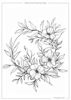 a black and white drawing of flowers