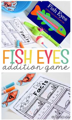 fish eyes addition game for kids to practice sight words and color the letters with markers