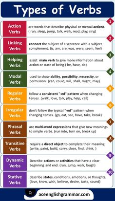 the five types of verbs