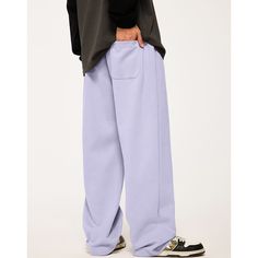 Fall Embroidered Wide-Leg Sweatpants  Material: 62% Cotton + 38% Polyester   Size: S, M, L, XL, Color: Purple, Gray Green  Season: Spring, Fall,   Occasion: Leisure, Outdoor, Daily, Vacation,Fall Outfits Solid Color Full Length Pants For Loungewear, Solid Color Full Length Loungewear Pants, Full Length Solid Color Pants For Loungewear, Full Length Solid Color Loungewear Pants, Oversized Winter Bottoms With Pockets, Wide Leg Cotton Pants In Solid Color, Solid Color Cotton Wide Leg Pants, Cotton Wide Leg Pants In Solid Color, Solid Color Wide Leg Streetwear Bottoms