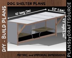 an image of a dog shelter plans with measurements for the top and bottom panels on it