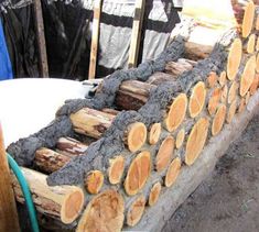 logs are stacked on top of each other