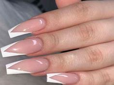 French Tip Triangle, French Acrylic Nail Designs, Triangle Nail Art, Square Gel Nails, French Manicure Acrylic Nails, Triangle Nails, Square Nail Designs, French Tip Acrylic Nails, French Nail Designs