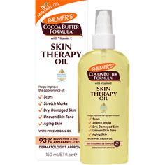 Palmer's Cocoa Butter Formula Skin Therapy Oil is an advanced multi-purpose skin perfection product that can be used all over the body. This preservative-free, lightweight formula contains an exclusive blend of key ingredients formulated to help improve the appearance of scars, stretch marks, dry, damaged skin, uneven skin tone, aging skin and fine lines and wrinkles. Skin looks and feels instantly soft and smooth with this unique, non-greasy, non-staining formula. Skin perfecting beauty oil for Cocoa Butter Formula Skin Therapy Oil, Skin Therapy Oil, Palmer's Cocoa Butter, Oils For Scars, Moisturizing Body Oil, Palmers Cocoa Butter, Cocoa Butter Formula, Oil For Dry Skin, Oil Skin Care