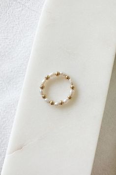 Bead & Pearl Ring – Laine Honolulu Cute Cheap Beaded Rings, Seed Bead Rings, School Rings, Stretchy Rings, Bead Rings, White Opal Ring, Beaded Ring, Jewelry Lockets, Beads Bracelet Design