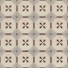 a tile pattern with black and white designs on it