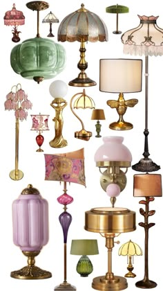 an assortment of lamps are shown in different colors