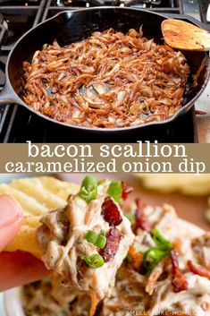 bacon scallion caramelized onion dip is an easy and delicious appetizer