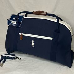 Bnwt Ralph Lauren Travel Carryon/Duffel Bag White Leather Top And Bottom + Brown Leather Accents On Straps And Zippers Comes With Arm Attachable Strap! Gorgeous & In Perfect Condition - Great For Luggage Aesthetic Travel Bag, Ralph Lauren Travel Bag, Impress Your Crush, Ralph Lauren Bag, Classy Outfits Men, Skandinavian Fashion, Ralph Lauren Bags, Ralph Lauren Leather, Leather Accents