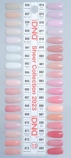 Dnd Polish Swatches, Dnd Powder Colors, Nail Gel Color Ideas, White Bunny Nail Polish Dnd, Summer Light Pink Nails, Sheer Dnd Gel Polish, Dnd Short N Sweet Polish, Dnd Dip Powder Colors Pink, Sheer Opi Gel Colors