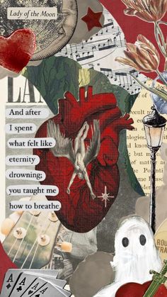 altered collage with heart and musical notes