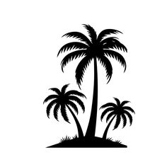 a black and white silhouette of two palm trees