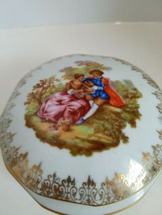 Vintage Limoges France Porcelain Lidded Trinket Box Courting Couple | eBay