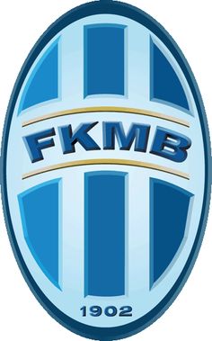 the emblem for the football team f k m b is shown in blue and white