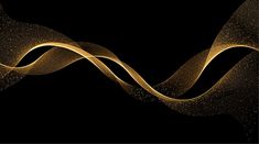 an abstract golden wave on a black background