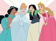 the disney princesses are posing together for a photo