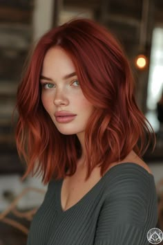 Cooper Red Hair, Auburn Copper Hair, Bob Black Women, Fluffy Bob, Colors For 2024, Bob Black, Red Ombre Hair, Short Red Hair