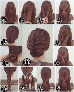 Zopf Hochsteckfrisur, lange Haare Party Hairstyles For Long Hair, Easy Party Hairstyles, Braid Hairstyle, Updo Hairstyles, Braided Updo, Hair Tutorials, Party Hairstyles