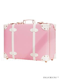 BagForLove - Urecity Womens Vintage Leather Carry-on Trunk Suitcase - Stylish Mini Travel Case with Shoulder Strap Portable Pink Rectangular Luggage, Rectangular Pink Travel Case, Portable Pink Travel Case, Vintage Pink Travel Bags, Trunk Suitcase, White Luggage, Pink Luggage, Quince Decorations, Polyvinyl Chloride