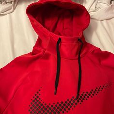 Red Therma Fit Hoodie Never Used But Doesn’t Have Tags Hoodie Run Tight Fit University Red Long Sleeve Hoodie For Sports, University Red Long Sleeve Sports Hoodie, Nike Red Sportswear Sweatshirt, Nike Red Athleisure Hoodie, Red Sports Outerwear With Adjustable Hood, Red Athleisure Outerwear For Winter, Nike Red Fleece Hoodie, Red Sports Hoodie With Adjustable Hood, Red Fleece Sports Top