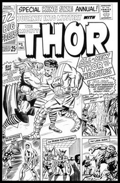 an old comic book page with the title'thor'written in black and white