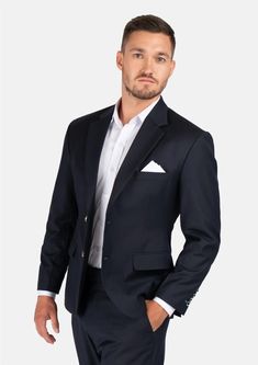 The Astor Dark Navy Twill Suit is an elegant and timeless professional wardrobe staple. Versatile for a variety of occasions, get ready to look your best in this custom made suit, wherever you wear it. Wedding Three-piece Suit With Welt Pockets, Semi-formal Suit With Welt Pockets, Semi-formal Suit With Welt Pockets And Suit Collar, Tailored Single Button Suit, Professional Single Breasted Three-piece Suit For Semi-formal Occasions, Tailored Single-button Suit In Suiting Fabric, Timeless Business Suit Set With Notch Lapel, Timeless Business Sets With Suit Collar, Timeless Semi-formal Double Breasted Suit