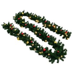 three christmas garlands with lights on them