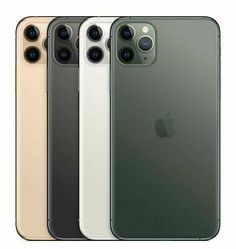 four iphones in different colors and sizes, all with the same camera lens on them