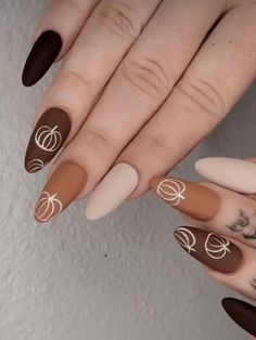 Trending Nails, Fall Gel Nails, Pumpkin Nails, Fall Nail Art Designs, Cute Nails For Fall, Her Nails, Nails Fashion, Thanksgiving Nails, Nail Fashion