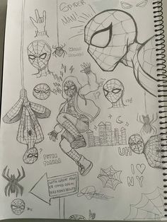 a drawing of spiderman and other characters